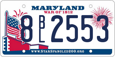 MD license plate 8BL2553