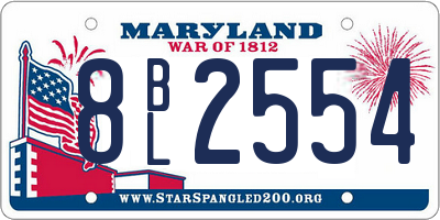 MD license plate 8BL2554