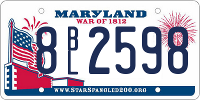 MD license plate 8BL2598