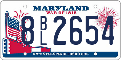 MD license plate 8BL2654