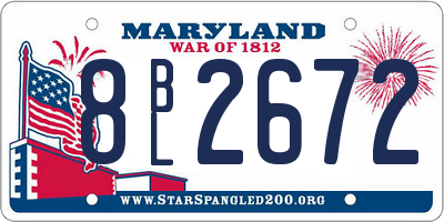 MD license plate 8BL2672