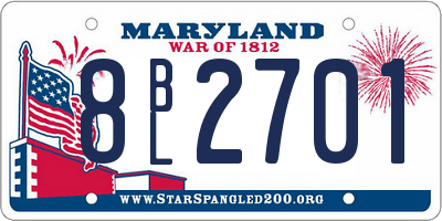 MD license plate 8BL2701
