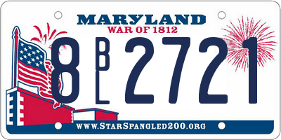 MD license plate 8BL2721