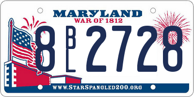 MD license plate 8BL2728