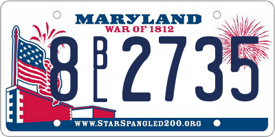 MD license plate 8BL2735