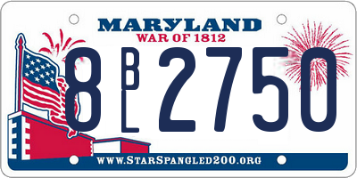 MD license plate 8BL2750