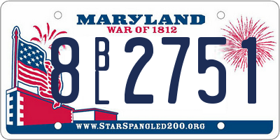 MD license plate 8BL2751