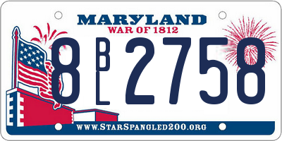 MD license plate 8BL2758