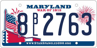 MD license plate 8BL2763