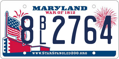 MD license plate 8BL2764