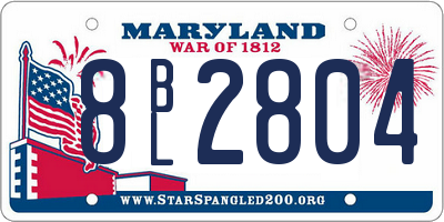 MD license plate 8BL2804