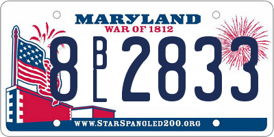 MD license plate 8BL2833