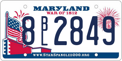 MD license plate 8BL2849