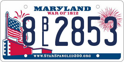 MD license plate 8BL2853