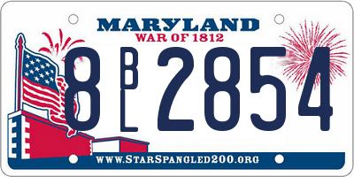 MD license plate 8BL2854