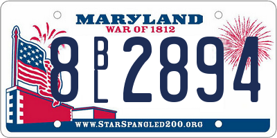 MD license plate 8BL2894