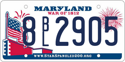 MD license plate 8BL2905