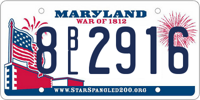 MD license plate 8BL2916