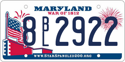 MD license plate 8BL2922