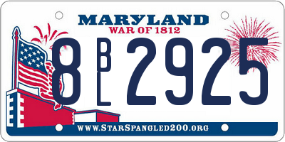 MD license plate 8BL2925