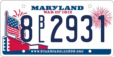 MD license plate 8BL2931