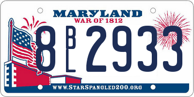 MD license plate 8BL2933