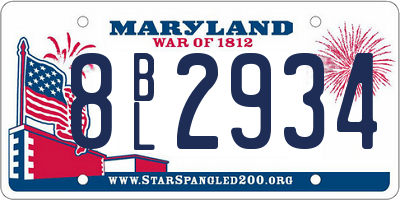 MD license plate 8BL2934