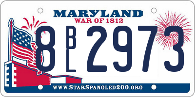 MD license plate 8BL2973