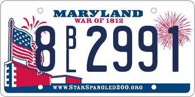 MD license plate 8BL2991