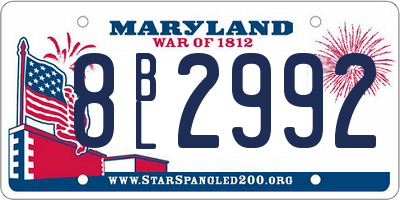 MD license plate 8BL2992