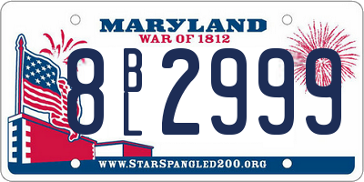 MD license plate 8BL2999