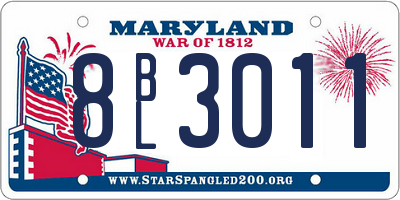 MD license plate 8BL3011