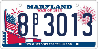 MD license plate 8BL3013