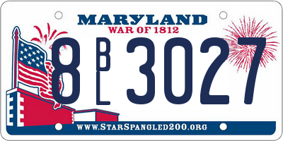 MD license plate 8BL3027