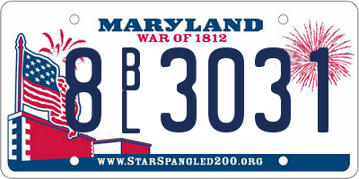 MD license plate 8BL3031