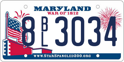 MD license plate 8BL3034