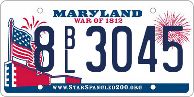 MD license plate 8BL3045
