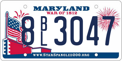 MD license plate 8BL3047