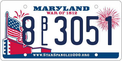 MD license plate 8BL3051