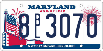 MD license plate 8BL3070