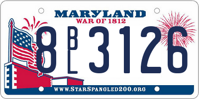 MD license plate 8BL3126