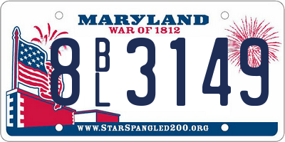 MD license plate 8BL3149