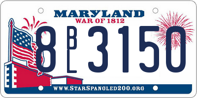 MD license plate 8BL3150