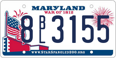 MD license plate 8BL3155
