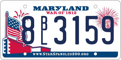 MD license plate 8BL3159
