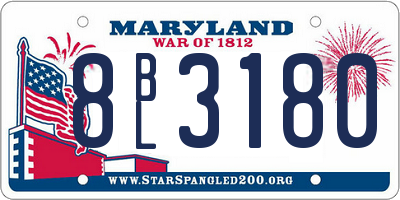 MD license plate 8BL3180