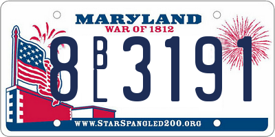 MD license plate 8BL3191