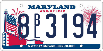 MD license plate 8BL3194