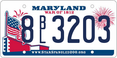 MD license plate 8BL3203