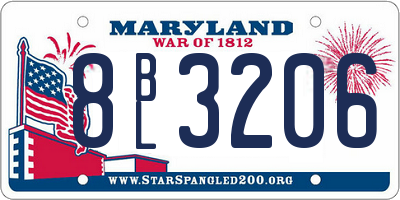 MD license plate 8BL3206